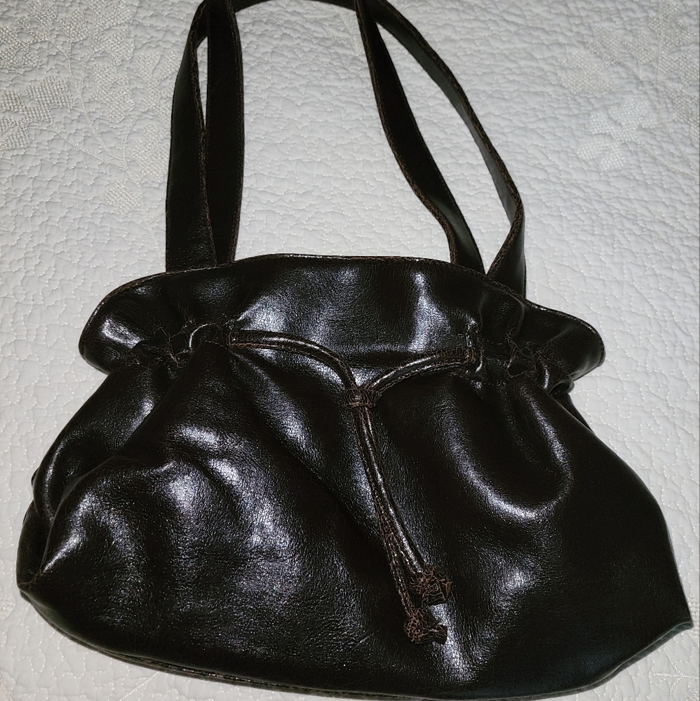 8 1/2" X 11" Dark Brown Faux Leather Handbag